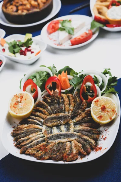 Fried Anchovies Turkish Name Hamsi Tava — Stock Photo, Image