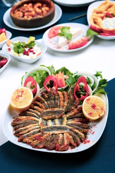 Fried Anchovies Turkish Name Hamsi Tava — Stock Photo, Image