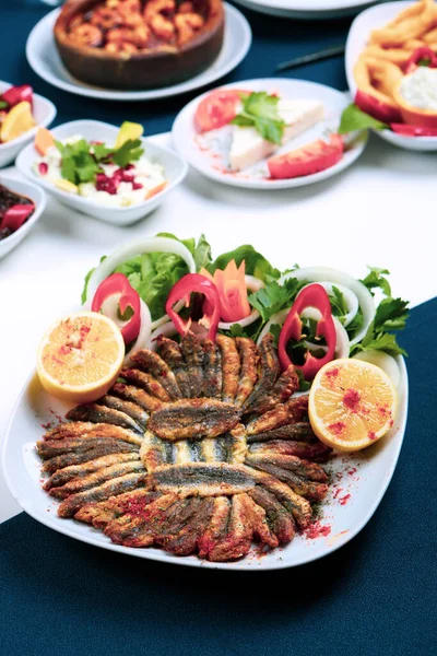 Fried Anchovies Turkish Name Hamsi Tava — Stock Photo, Image