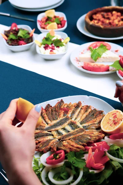 Fried Anchovies Turkish Name Hamsi Tava — Stock Photo, Image