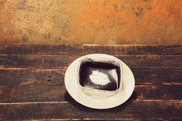 Pudding Coklat Lezat Atas Meja — Stok Foto