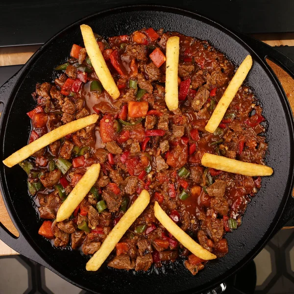 Délicieux Repas Viande Sur Table — Photo