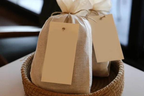 Bread bags on the table at the bakehouse