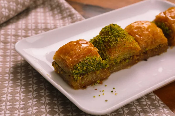 Baklava Tradicional Postre Turco Con Anacardo Nueces Baklava Casera Con — Foto de Stock