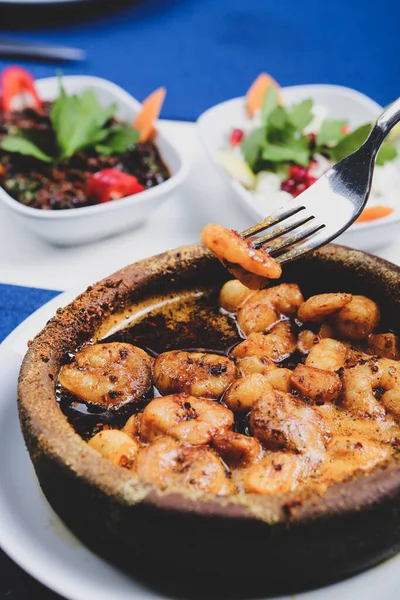 Fried Seafood Shrimps Butter Sauce — Stock Photo, Image