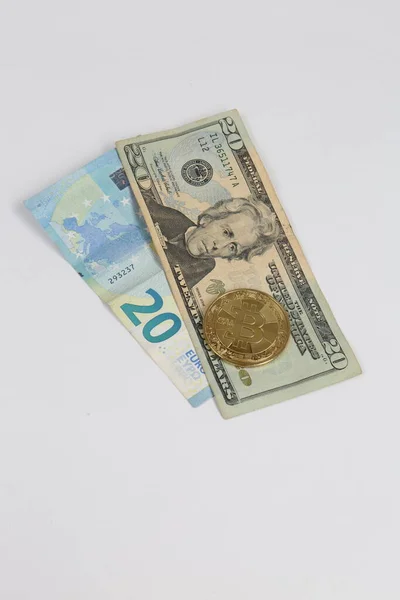Euro Dollars Bitcoin — Stockfoto