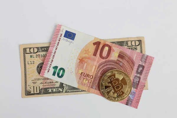 Euro Dollari Usa Bitcoin — Foto Stock