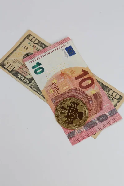 Euro Dollars Bitcoin — Stockfoto