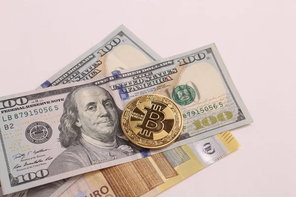 Euro Americké Dolary Bitcoin — Stock fotografie