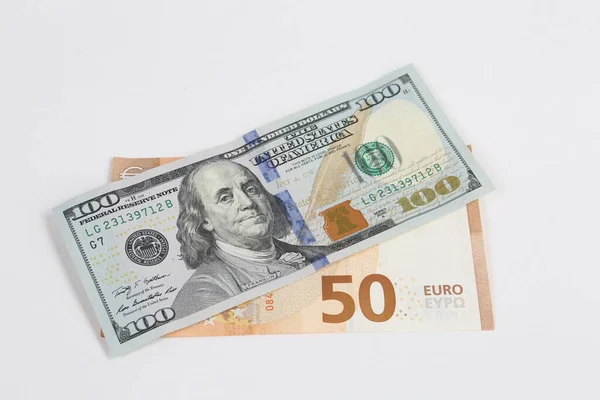 私たちドルとユーロ紙幣のお金 — ストック写真