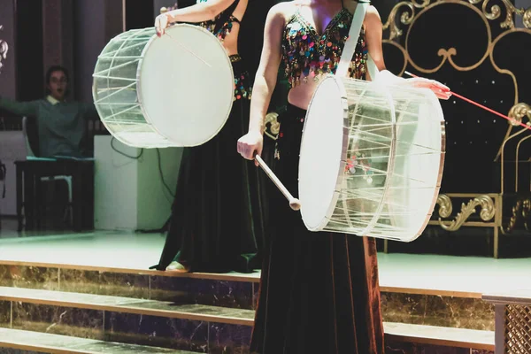 Attractive Bellydancers Oriental Dancers Stage — Stock Photo, Image