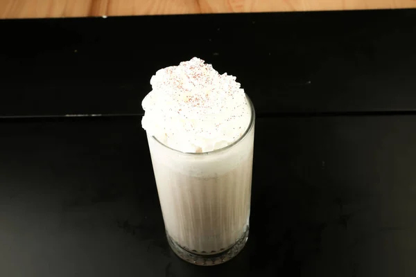 Iced Coffee Milk Iced Coffee Latte Woman Holding Glass Cup — Stockfoto