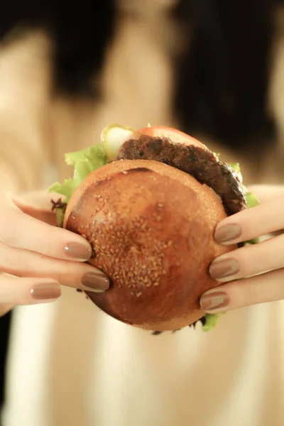 Zelfgemaakte Hamburger Met Verse Groenten — Stockfoto