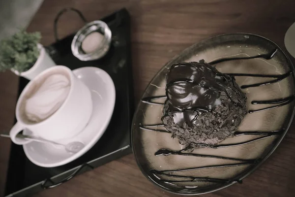 Egy Szelet Finom Torta Egy Csésze Kávé — Stock Fotó