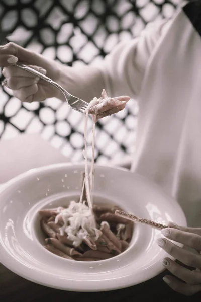 Savoureux Appétissant Classique Pâtes Italiennes Avec Une Délicieuse Sauce — Photo