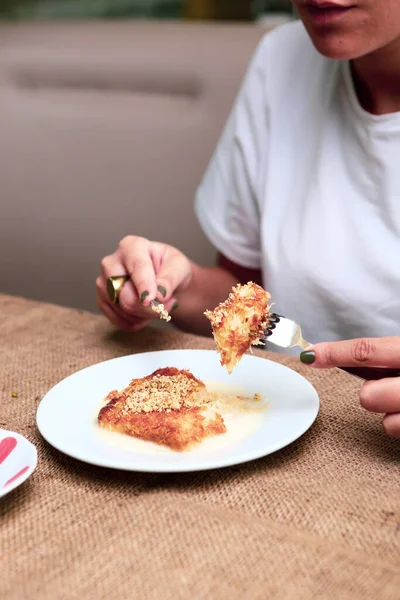 Traditionele Turkse Dessert Baklava Met Cashew Walnoten Zelfgemaakte Baklava Met — Stockfoto