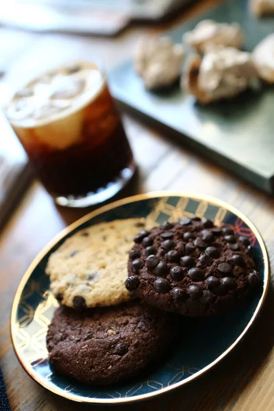 Slice Delicious Cookie Cup Coffee — Stock Photo, Image