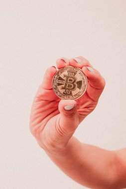 Bitcoin para, bitcoin 'in yakın plan görüntüsü