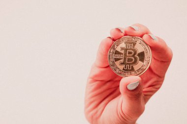 Bitcoin para, bitcoin 'in yakın plan görüntüsü