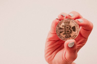 Bitcoin para, bitcoin 'in yakın plan görüntüsü