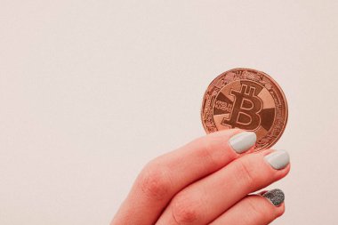 Bitcoin para, bitcoin 'in yakın plan görüntüsü