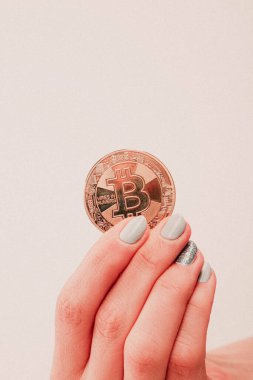 Bitcoin para, bitcoin 'in yakın plan görüntüsü