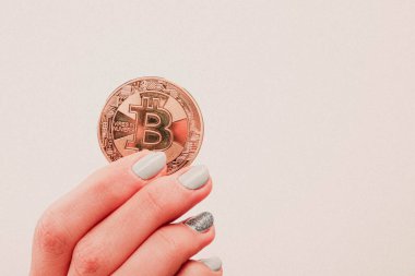 Bitcoin para, bitcoin 'in yakın plan görüntüsü