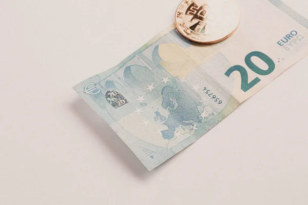 Multi Euro Dolar Farklı Türde Yeni Nesil Banknotlar Bitcoin — Stok fotoğraf