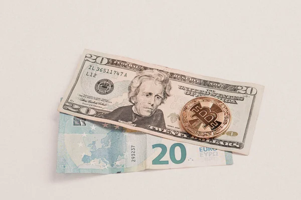 Евро Доллары Сша Биткойн — стоковое фото