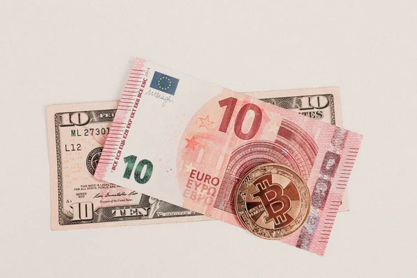 Euro Dollars Bitcoin — Stockfoto