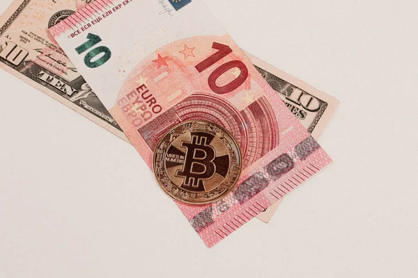 Euró Usa Dollár Bitcoin — Stock Fotó