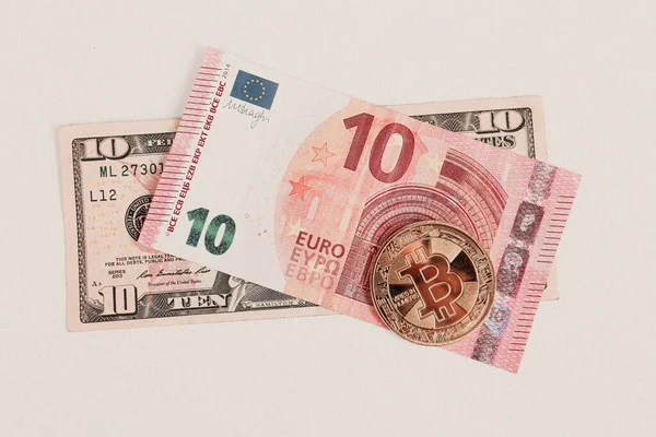 Euro Dollars Bitcoin — Stockfoto