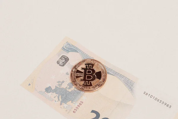 Multi Euro Dolar Cash Different Type New Generation Banknotes Bitcoin — Stockfoto