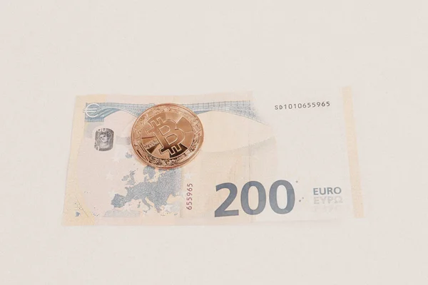 Multi Euro Dolar Farklı Türde Yeni Nesil Banknotlar Bitcoin — Stok fotoğraf