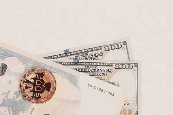 Euró Usa Dollár Bitcoin — Stock Fotó