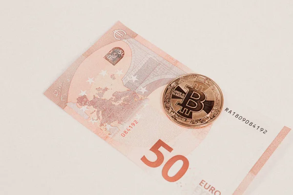 Multi Euro Dolar Money Different Type New Generate Banknotes Bitcoin — 스톡 사진