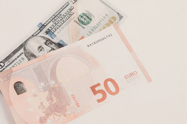 Μας Χρήματα Τραπεζογραμματίων Του Δολαρίου Και Του Ευρώ — Φωτογραφία Αρχείου
