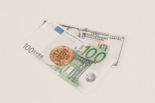 Euro Dollars Bitcoin — Stockfoto