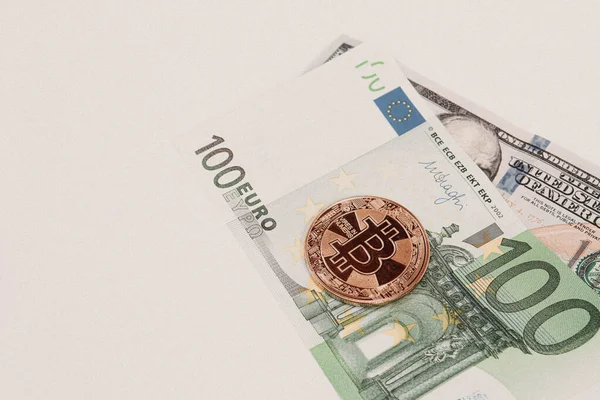 Euro Americké Dolary Bitcoin — Stock fotografie