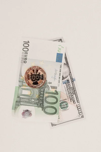 Avro Amerikan Doları Bitcoin Parası — Stok fotoğraf