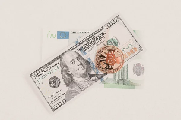 Euro Dollars Bitcoin — Stockfoto