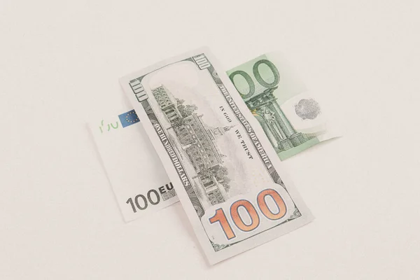 Dollar Und Euro Banknoten — Stockfoto