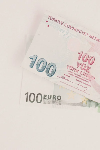 Turkish Lira Euro Banknote Money — Stock Photo, Image