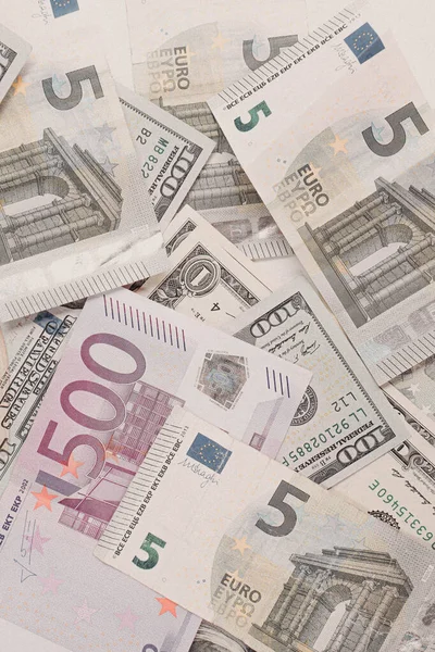 Dólar Americano Notas Euro — Fotografia de Stock