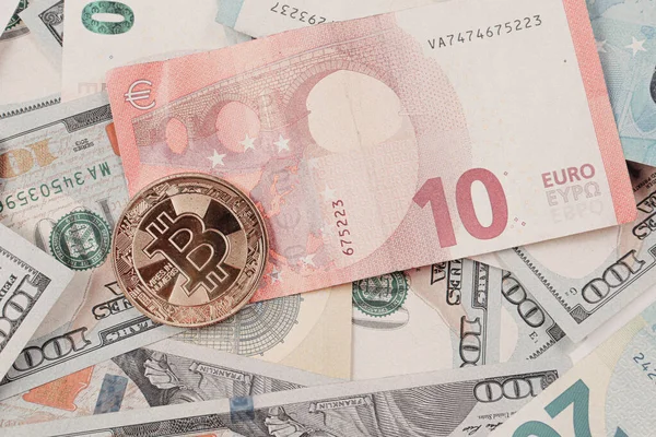 Euro Dollars Bitcoin — Stockfoto