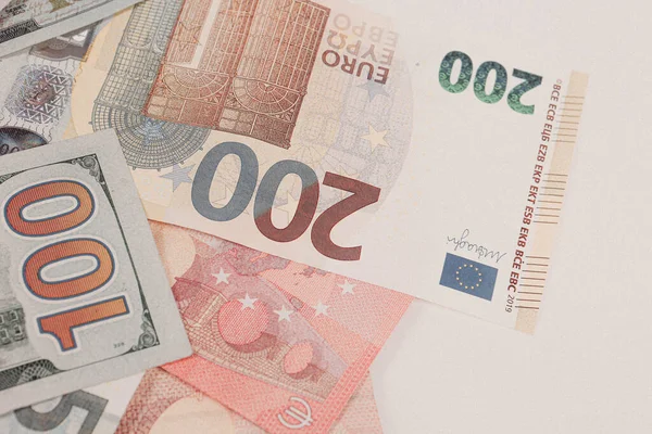 Multi Euro Dolar Gotówka Monety Inny Rodzaj Banknotów Nowej Generacji — Zdjęcie stockowe