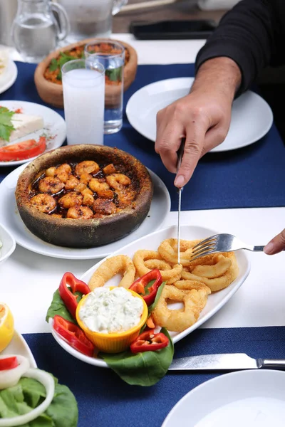 Traditionelles Türkisches Und Griechisches Dinner Meze Tisch — Stockfoto