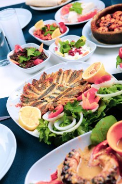 Geleneksel Türk ve Yunan yemek meze masası