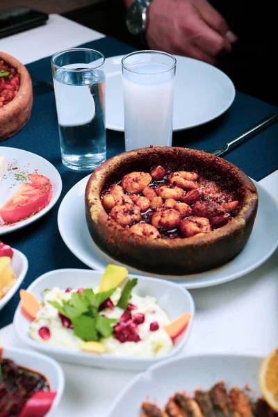 Traditionelles Türkisches Und Griechisches Dinner Meze Tisch — Stockfoto