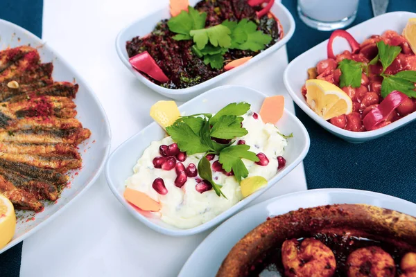 Traditional Turkish Greek Dinner Meze Table — Stock Photo, Image